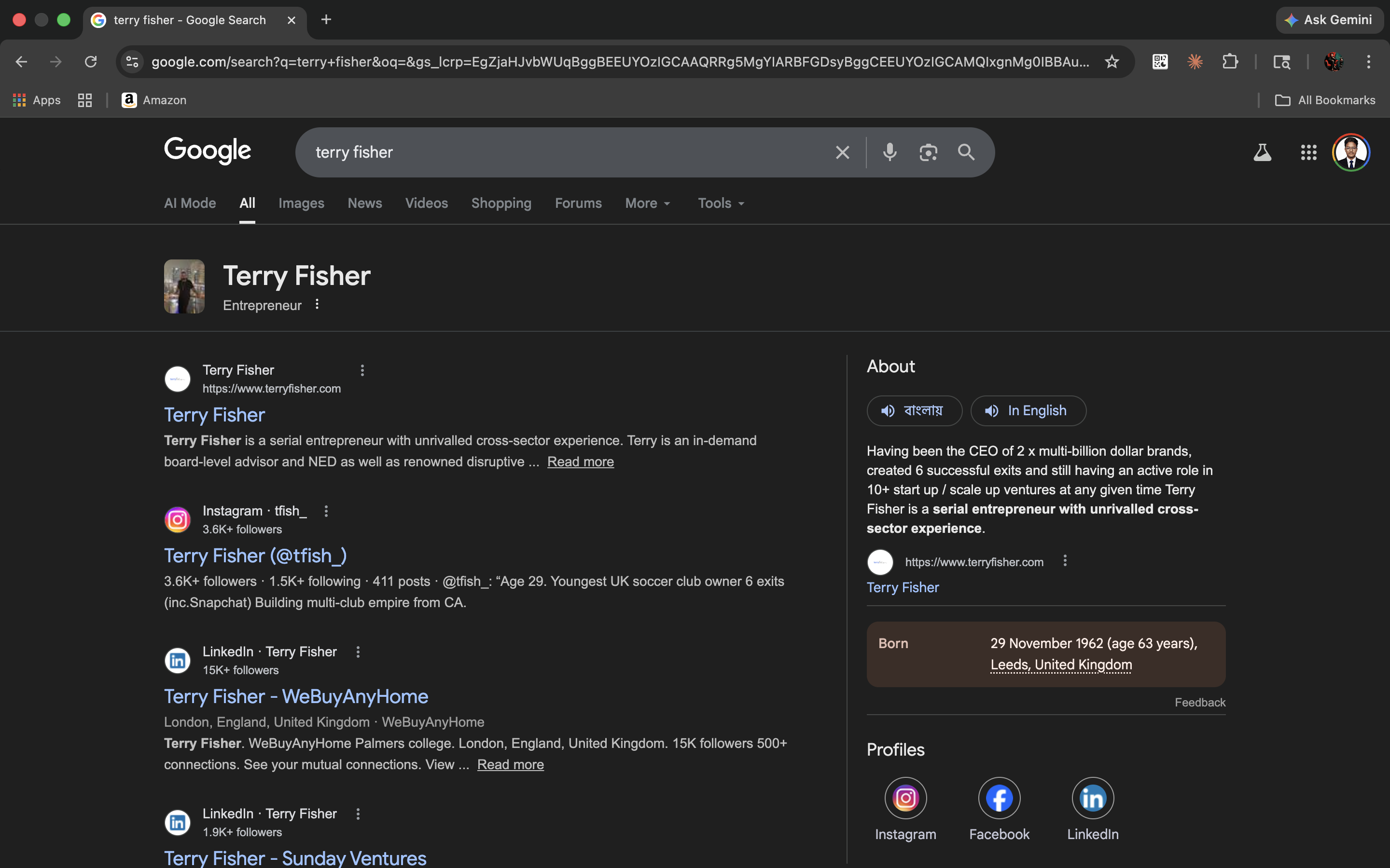 Terry Fisher Google Knowledge Panel